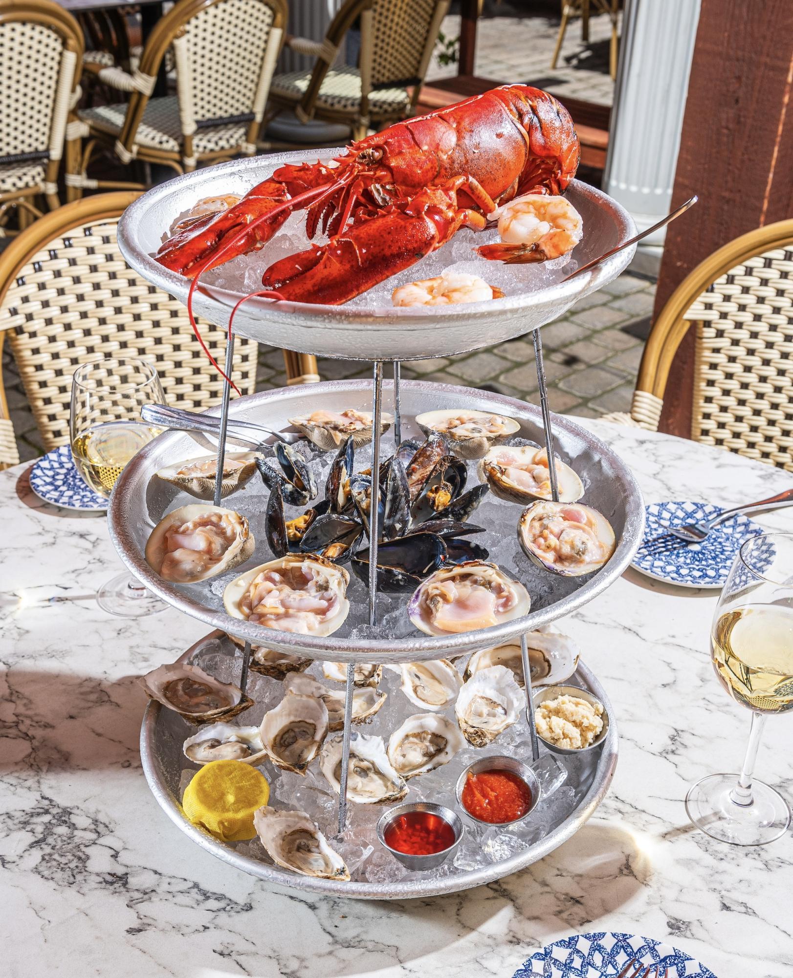 Full raw bar with oysters on the half shell just outside of Fairfax, VA